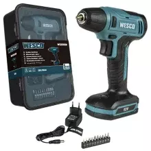 Parafusadeira Furadeira a Bateria 12V Com Maleta Carregador 1 Bateria 1,3AH e Acessorios 3/8" Bivolt Wesco WS2555K