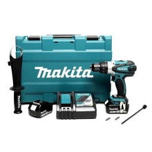 Parafusadeira Furadeira Impacto Bateria 18V Com Maleta Carregador e 2 Baterias 3AH 1/2" Bivolt Makita DHP458RFE