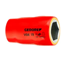 Soquete Sextavado Isolado 1000V VDE Encaixe 1/2" EN60900 IEC60900 NR10 CRV 1/2X13MM Gedore VDE19