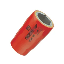 Soquete Sextavado Isolado 1000V VDE Encaixe 1/2" EN60900 Duplo Isolamento CRV 1/2X12MM Gedore VDE19