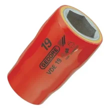 Soquete Sextavado Isolado 1000V VDE Encaixe 1/2" EN60900 IEC60900 NR10 CRV 1/2X14MM Gedore VDE19