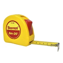 Trena de Aco Caixa Plastica Graduacao Em MM/POL com Trava e Presilha 8MX1" Starrett STS1-8ME