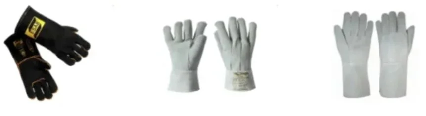 Conjunto de EPIs essenciais para serralheiro: máscara de solda, luvas e óculos.