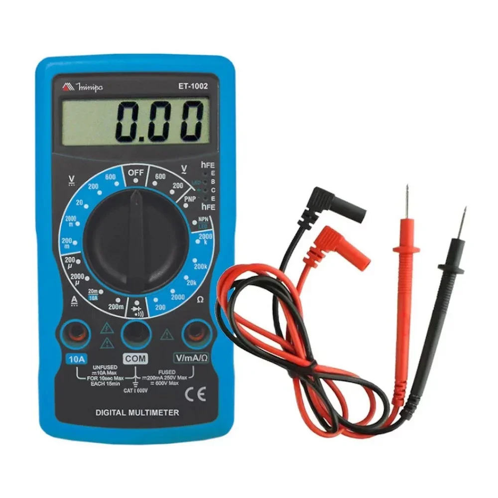 Multimetro Digital 600V AC/DC CAT.I 10A-2M OHMS Minipa ET-1002