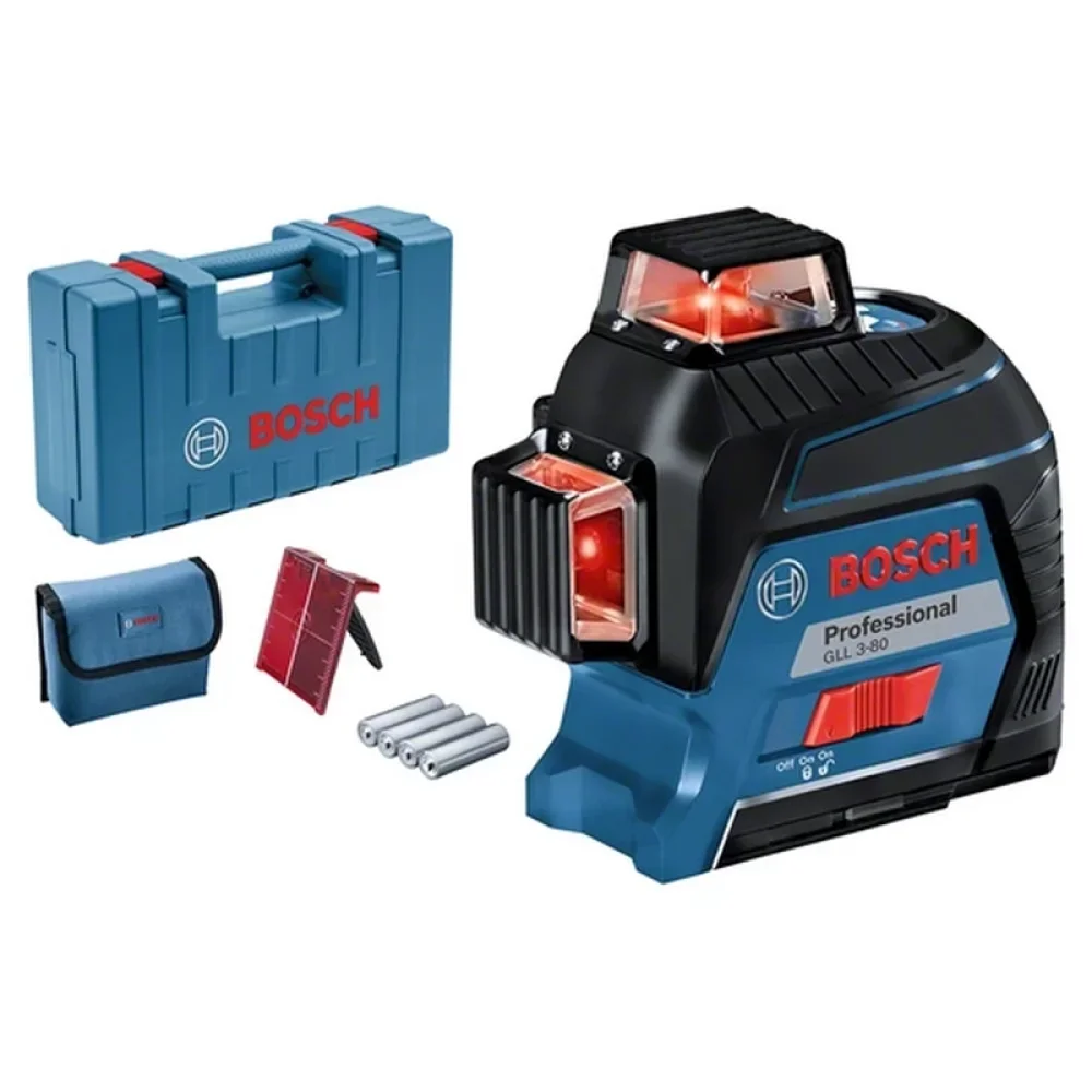 Nível a Laser de 3 Linhas Vermelhas Bosch GLL 3-80