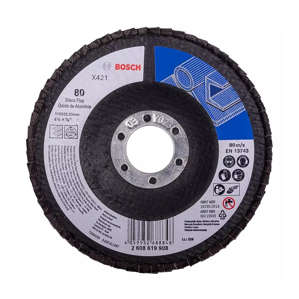 Disco de Lixa Flap Disc Curvo X421 G80-4.1/2X7/8 Bosch 2608619908
