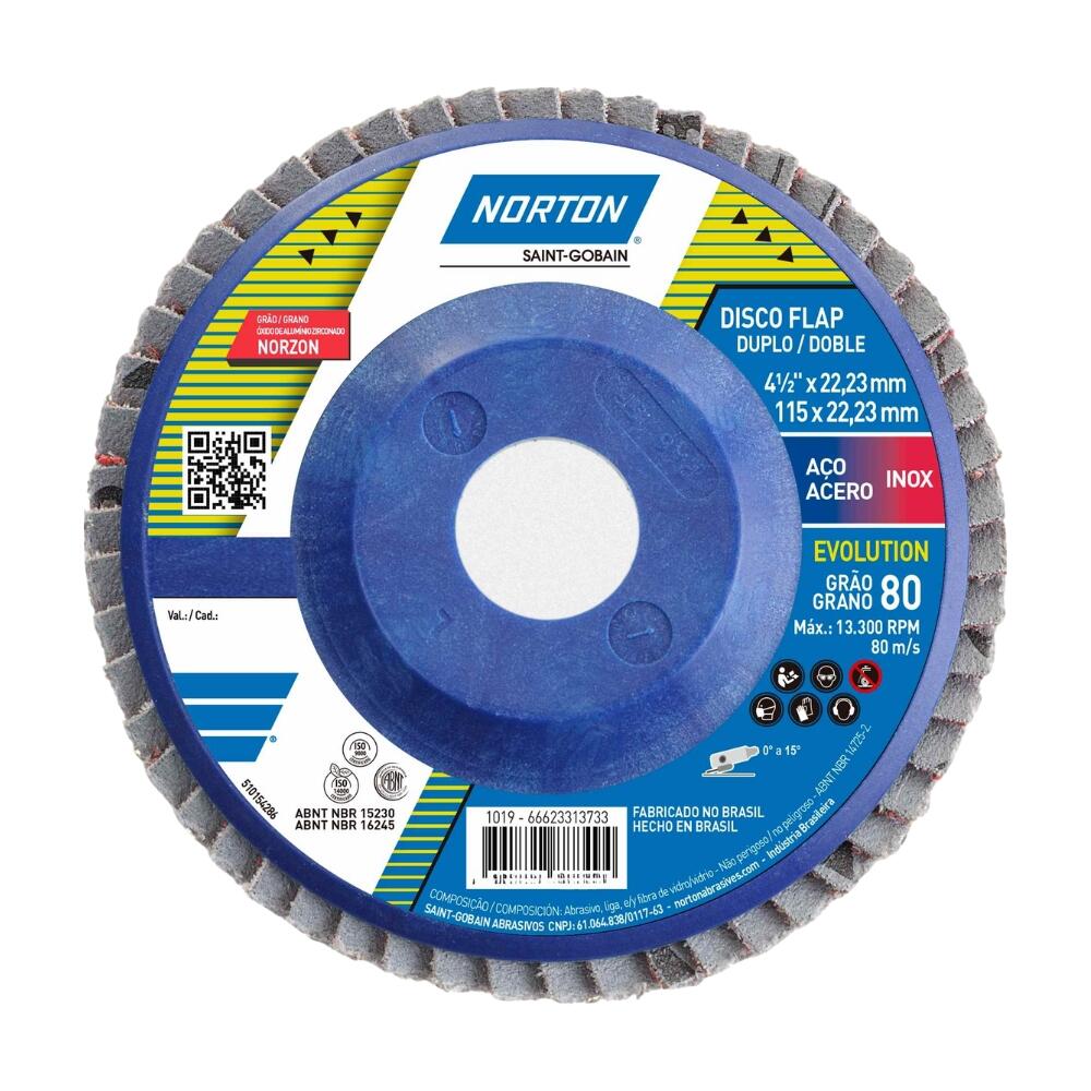 Disco de Lixa Flap Disc G80-4.1/2X7/8 Norton R822 Evolution