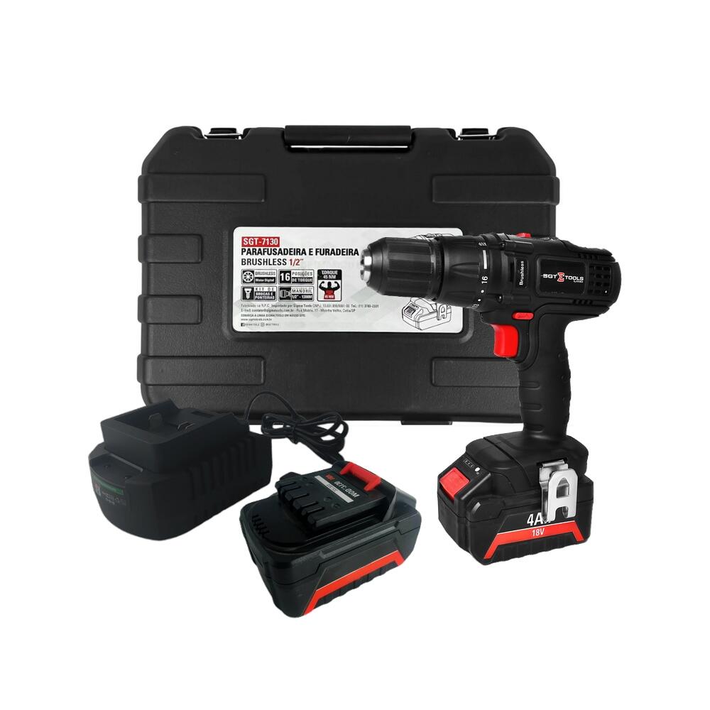 Parafusadeira Furadeira a Bateria 18V com Brushless Maleta