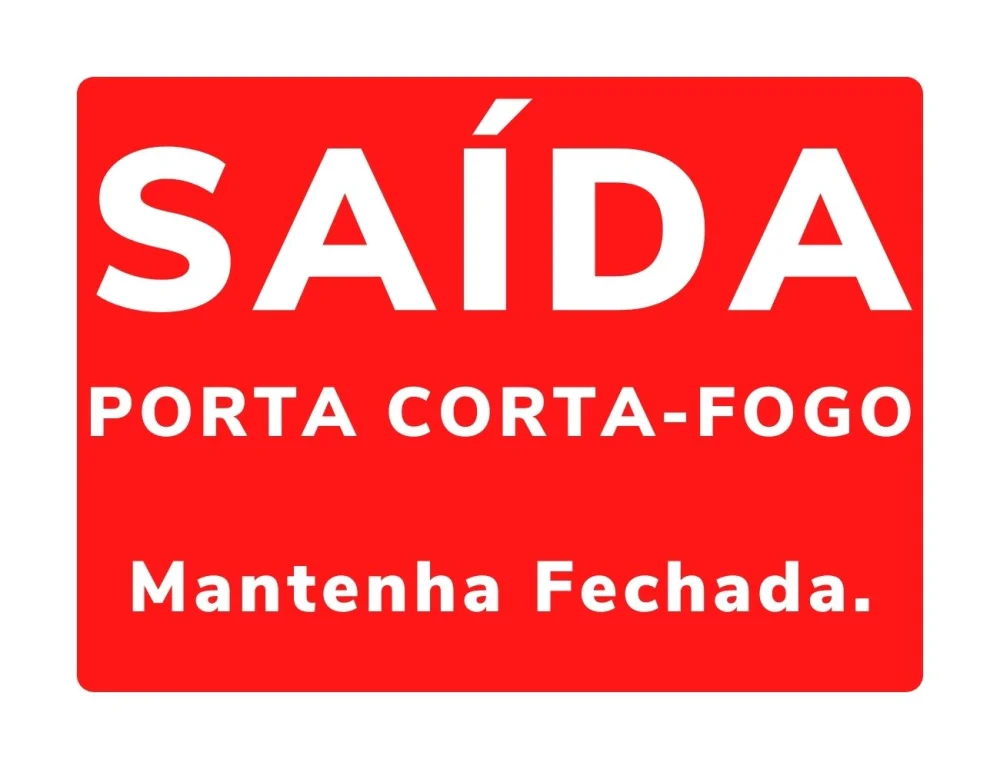 Adesivo "Saída Porta Corta-Fogo, Mantenha Fechada" 25X16Cm