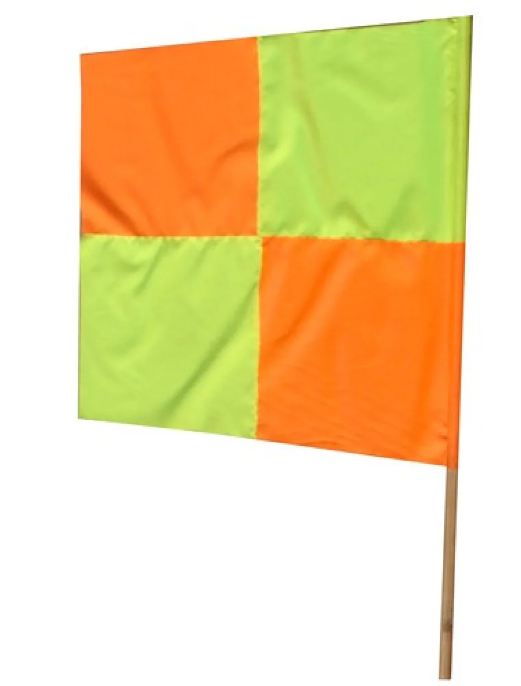 Bandeirola de Sinalização Fluorescente Quadriculado C/Bastão Madeira