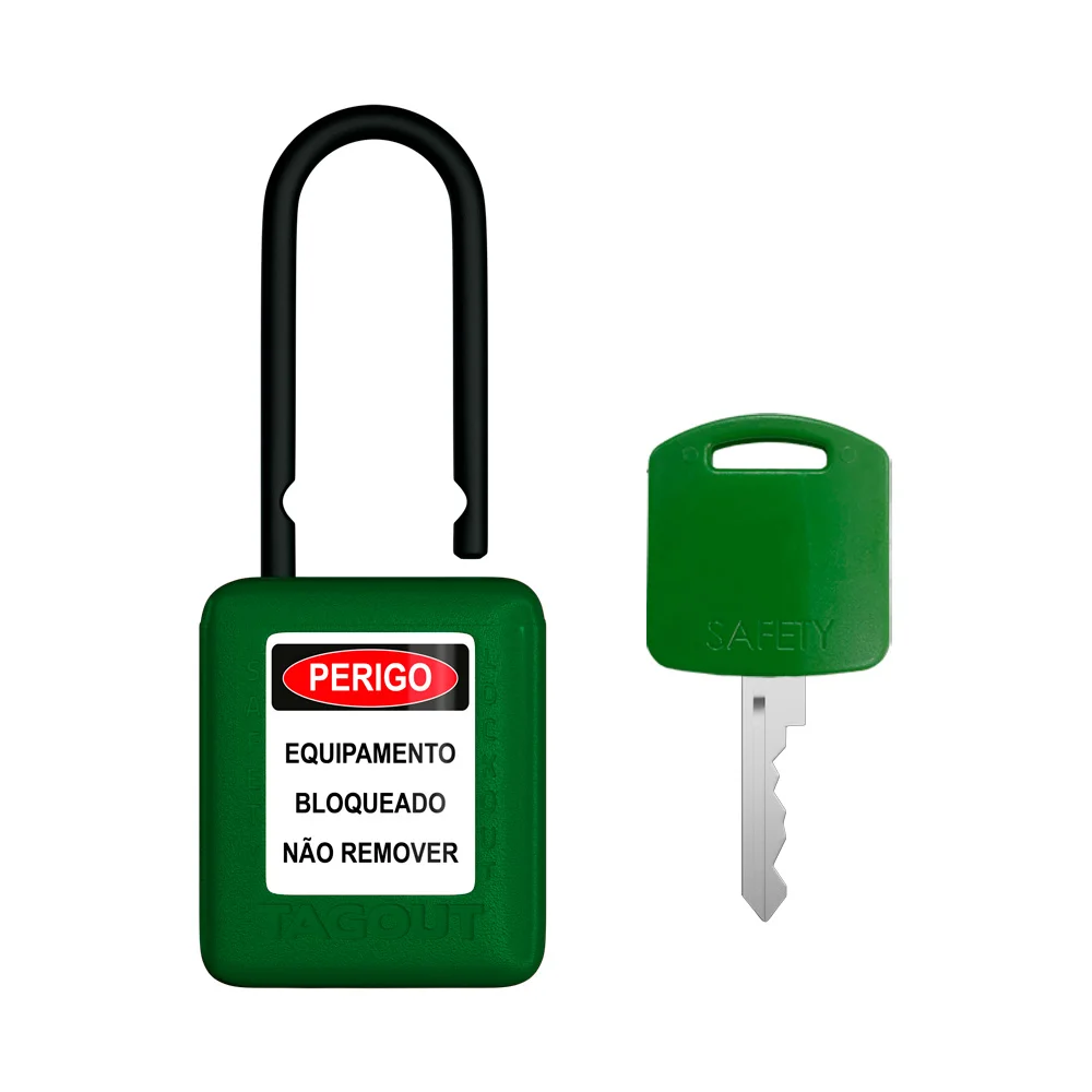 Cadeado de Bloqueio Plástico Dielétrico Haste 38Mm Verde Nr-10