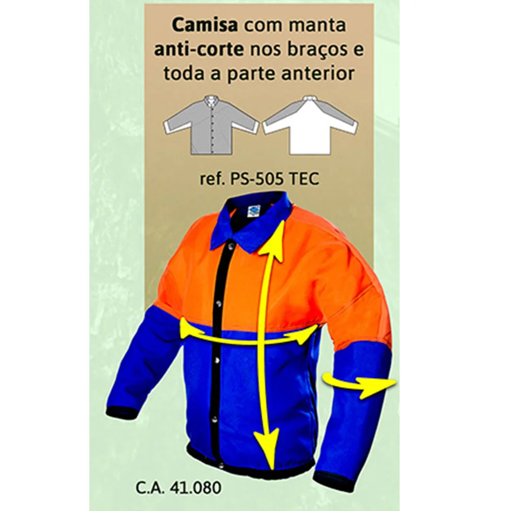 Camisa Motosserrista Anti Corte Azul e Laranja Tam G Ca 41080 - Protspray