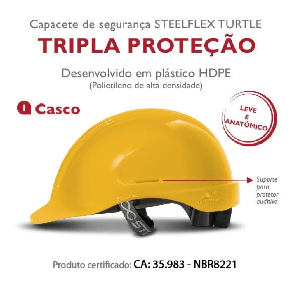 Capacete de Segurança Casco Laranja Ca 35983 Turtle - Steelflex