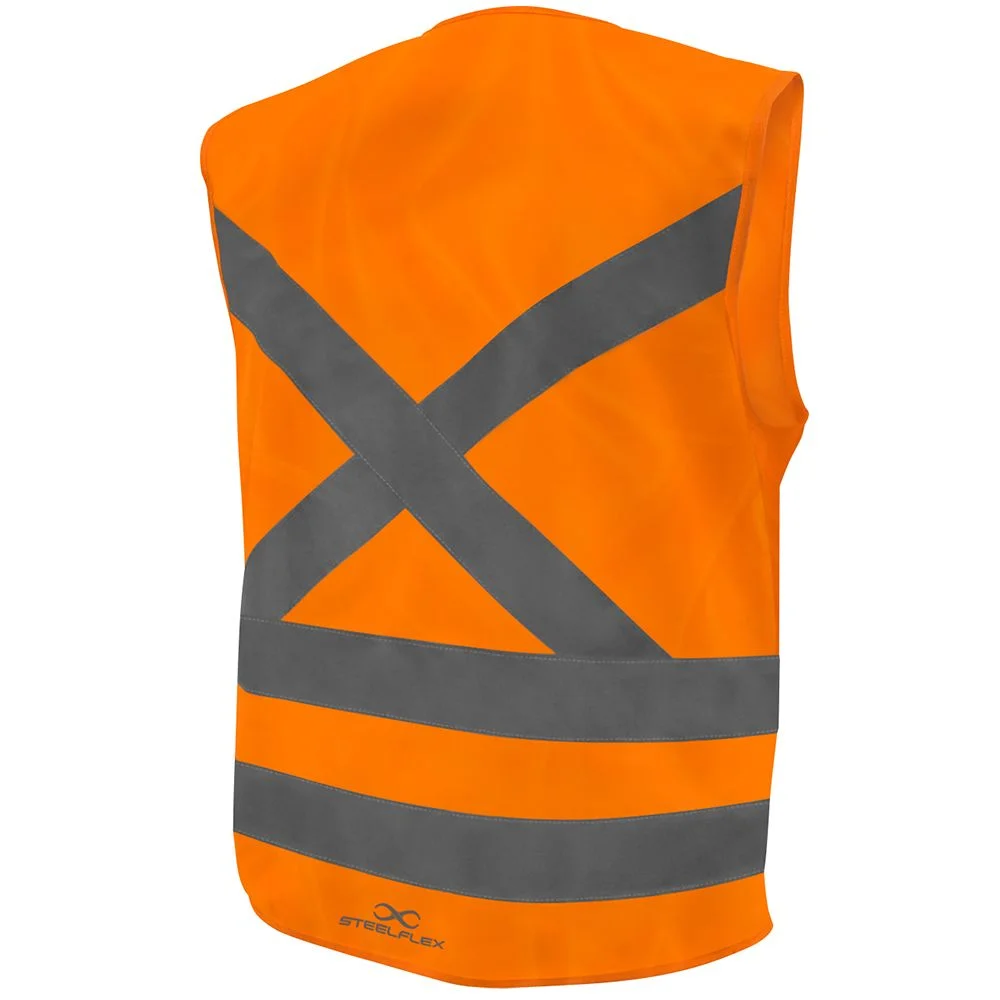 Colete Refletivo Laranja Fluorescente 4 Bolsos Alta Visibilidade Steelflex