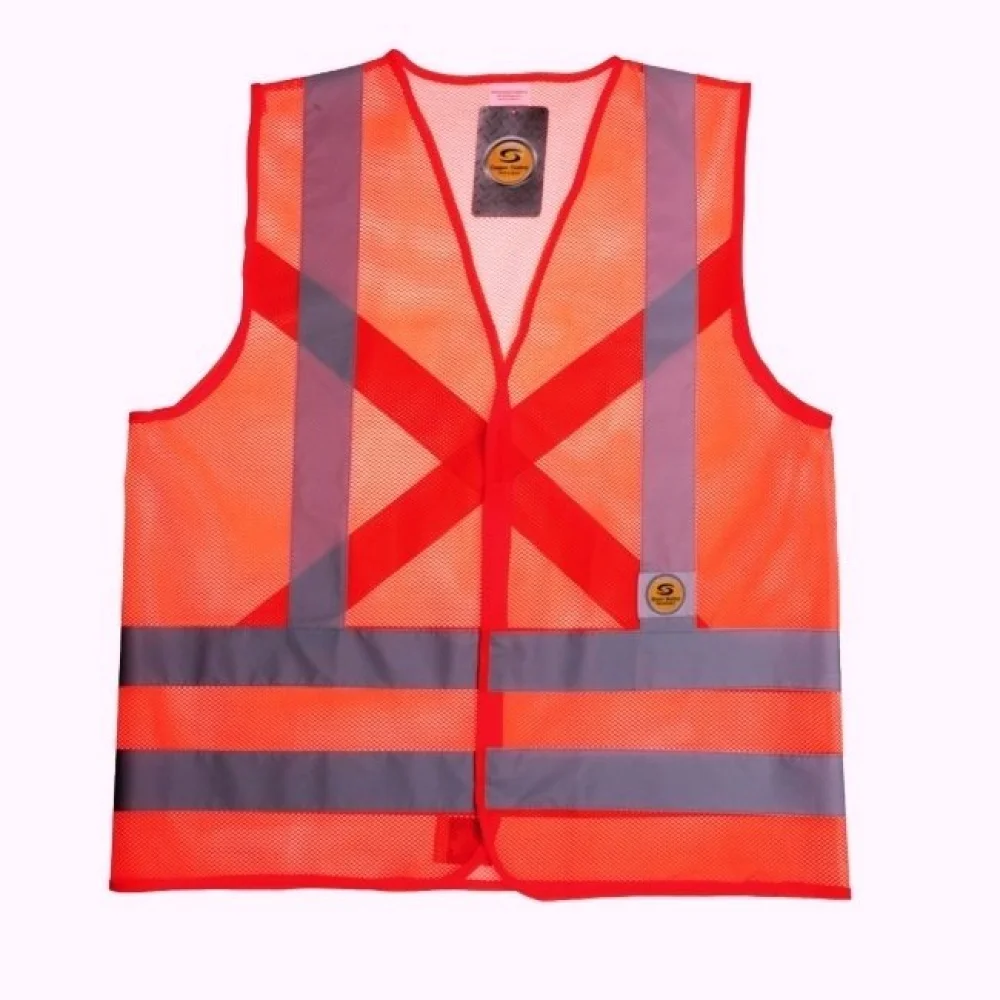 Colete Refletivo de Tela Laranja Fluorescente sem Bolso - Super Safety