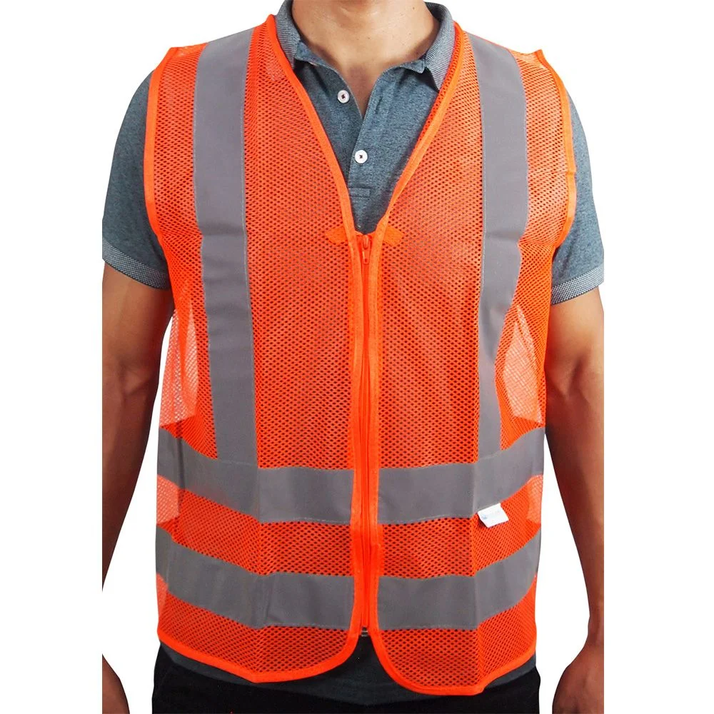 Colete Refletivo de Tela Laranja Fluorescente sem Bolso - Super Safety