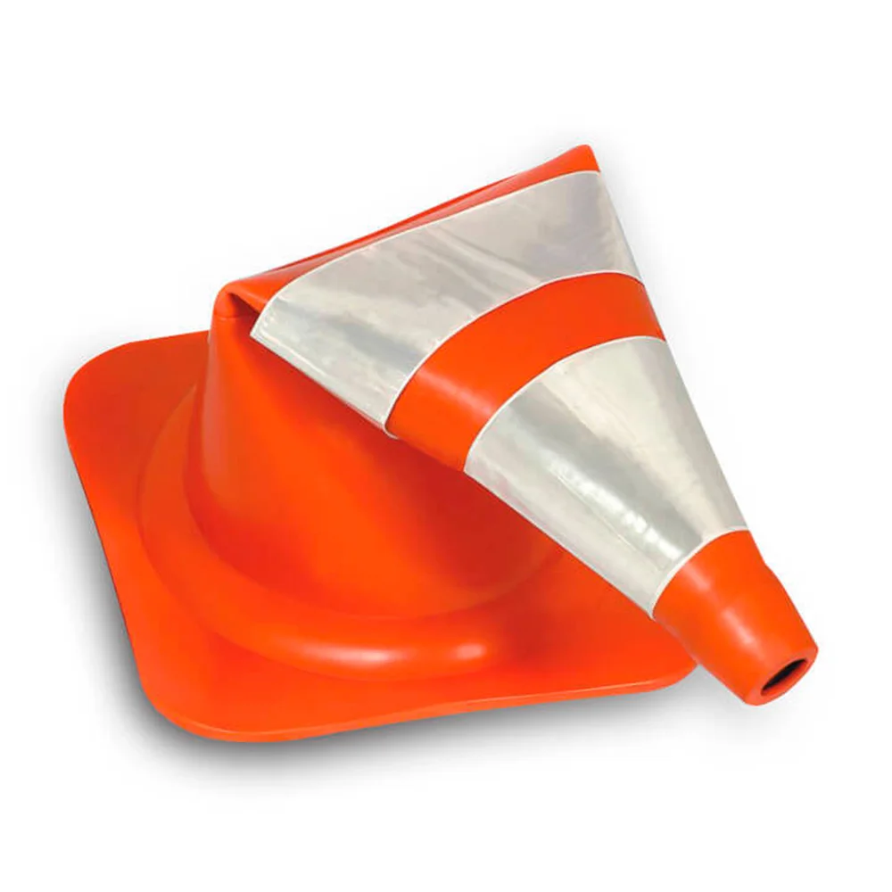 Cone de Sinalização Flexível Laranja/Branco 75Cm C/Faixa Refletiva - Nbr 15071