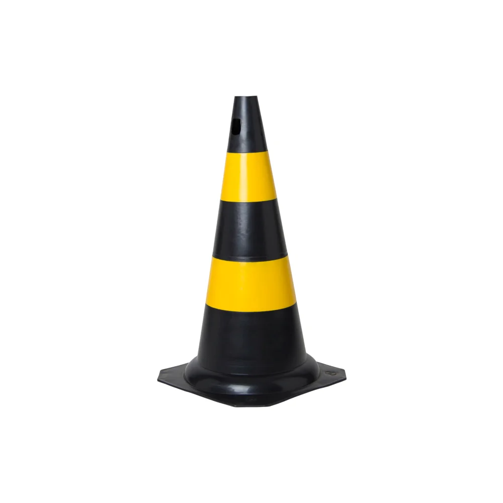 Cone de Sinalização Rígido Amarelo/Preto 50Cm