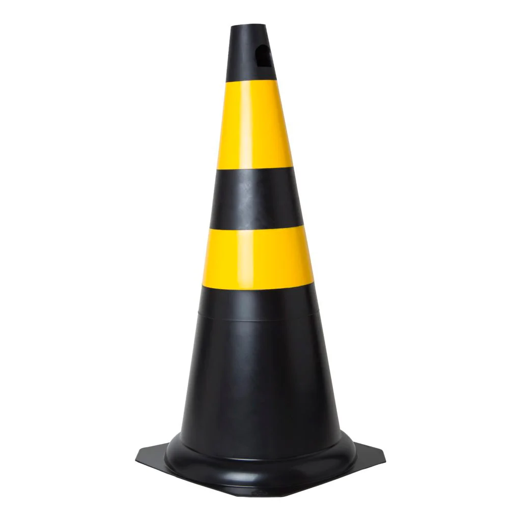 Cone de Sinalização Rígido Amarelo/Preto 75Cm