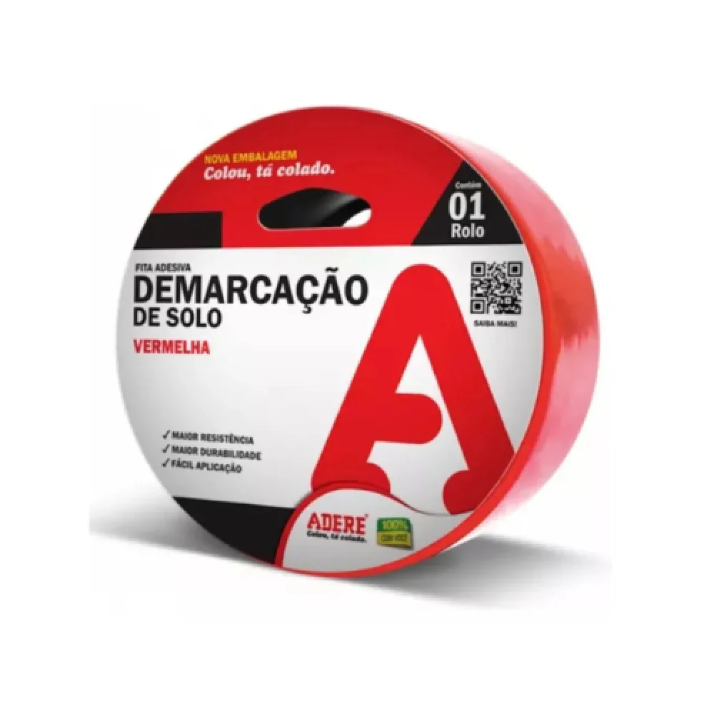 Fita Adesiva de Demarcação de Solo Vermelha 5Cm X 30M - Adere