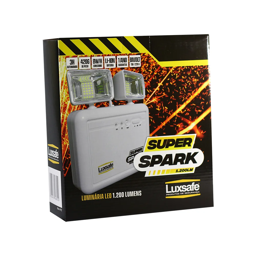 Luminária de Emergência Led 1.200 Lúmens 2 Faróis Super Spark Luxsafe