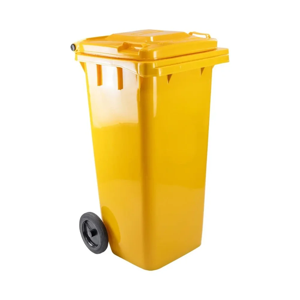 Lixeira Coletor com Rodas 120 Litros Amarelo