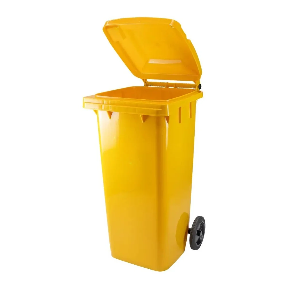 Lixeira Coletor com Rodas 120 Litros Amarelo