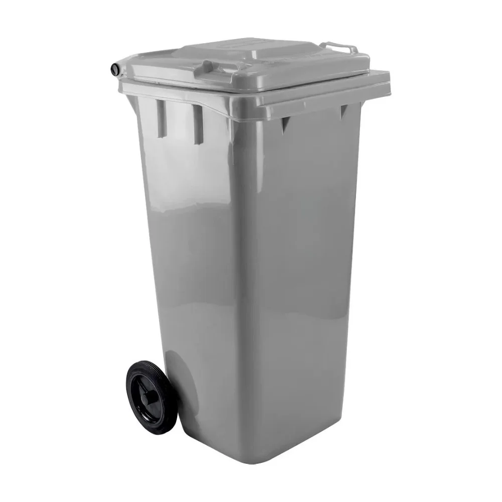 Lixeira Coletor com Rodas 120 Litros Cinza