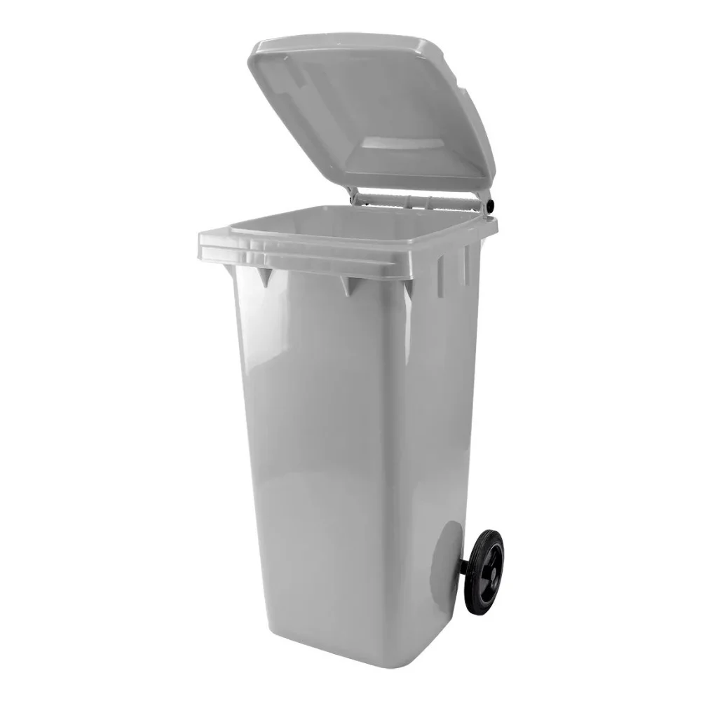 Lixeira Coletor com Rodas 240 Litros Cinza
