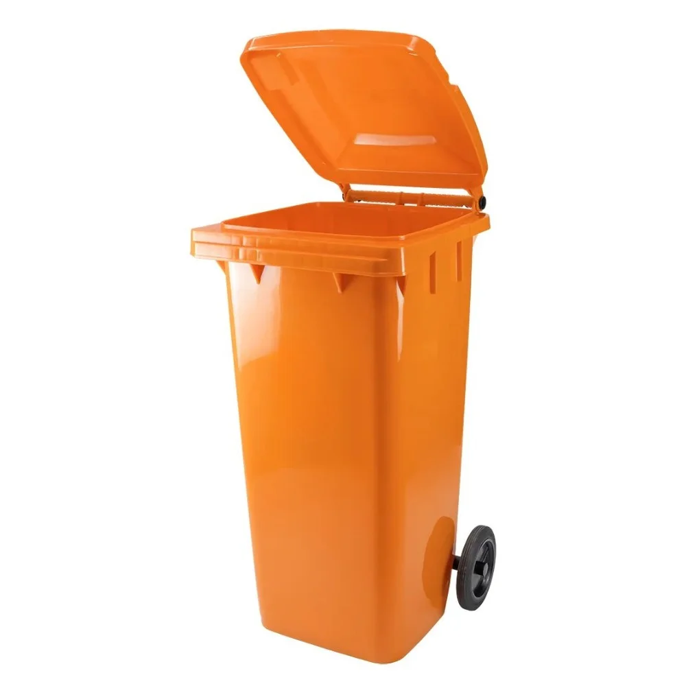 Lixeira Coletor com Rodas 240 Litros Laranja