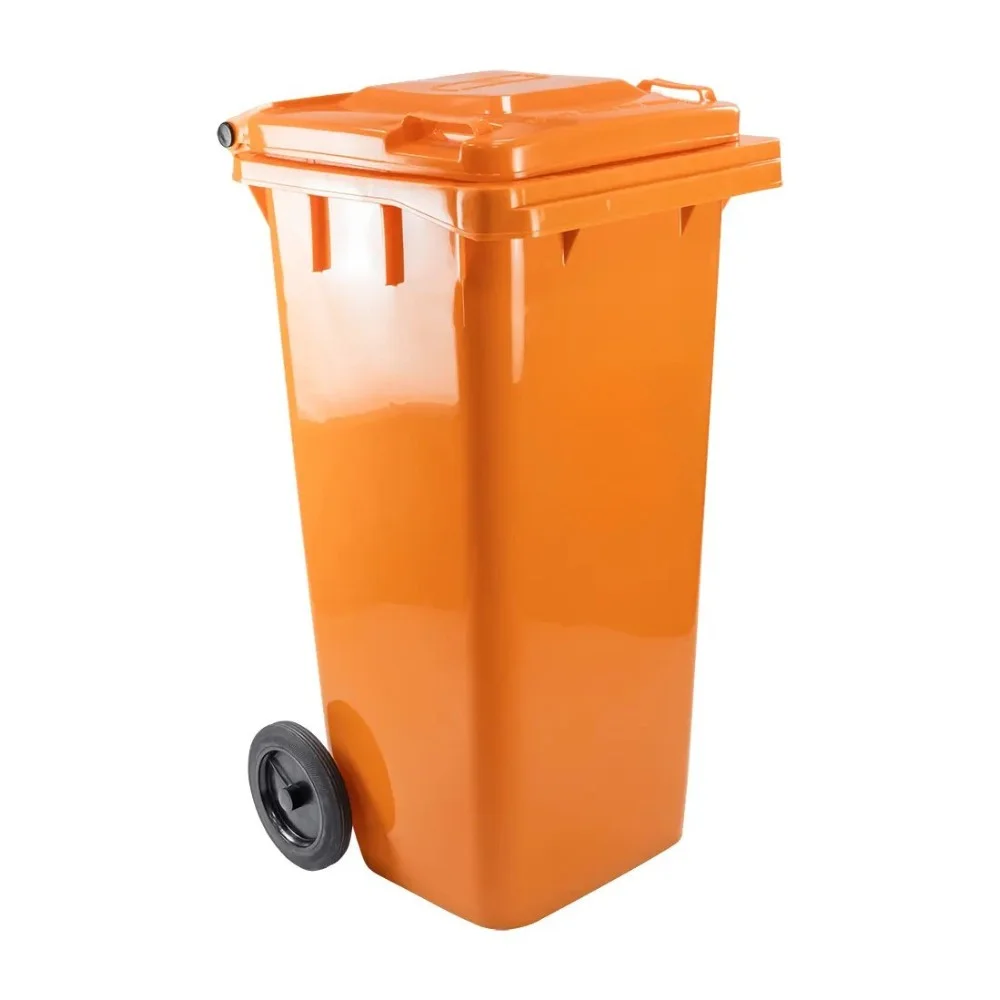 Lixeira Coletor com Rodas 240 Litros Laranja