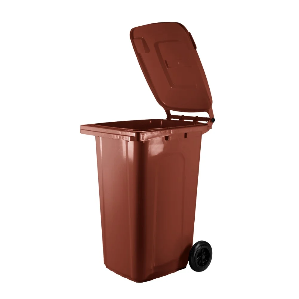 Lixeira Coletor com Rodas 240 Litros Marrom