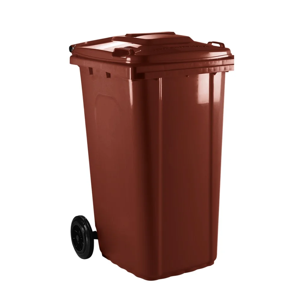 Lixeira Coletor com Rodas 240 Litros Marrom