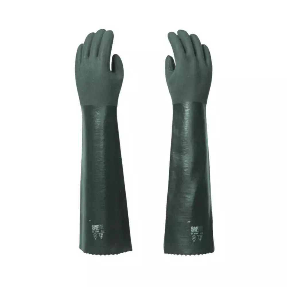 Luva de Pvc Palma Áspera Cano Longo 56Cm Proteção Química