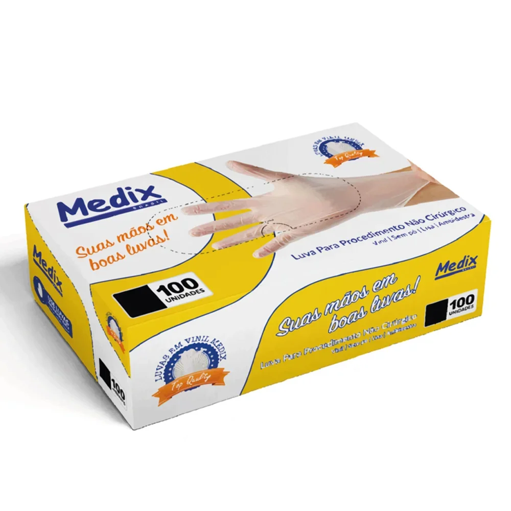 Luva Vinil sem Amido Transparente Ca 44562 - Medix