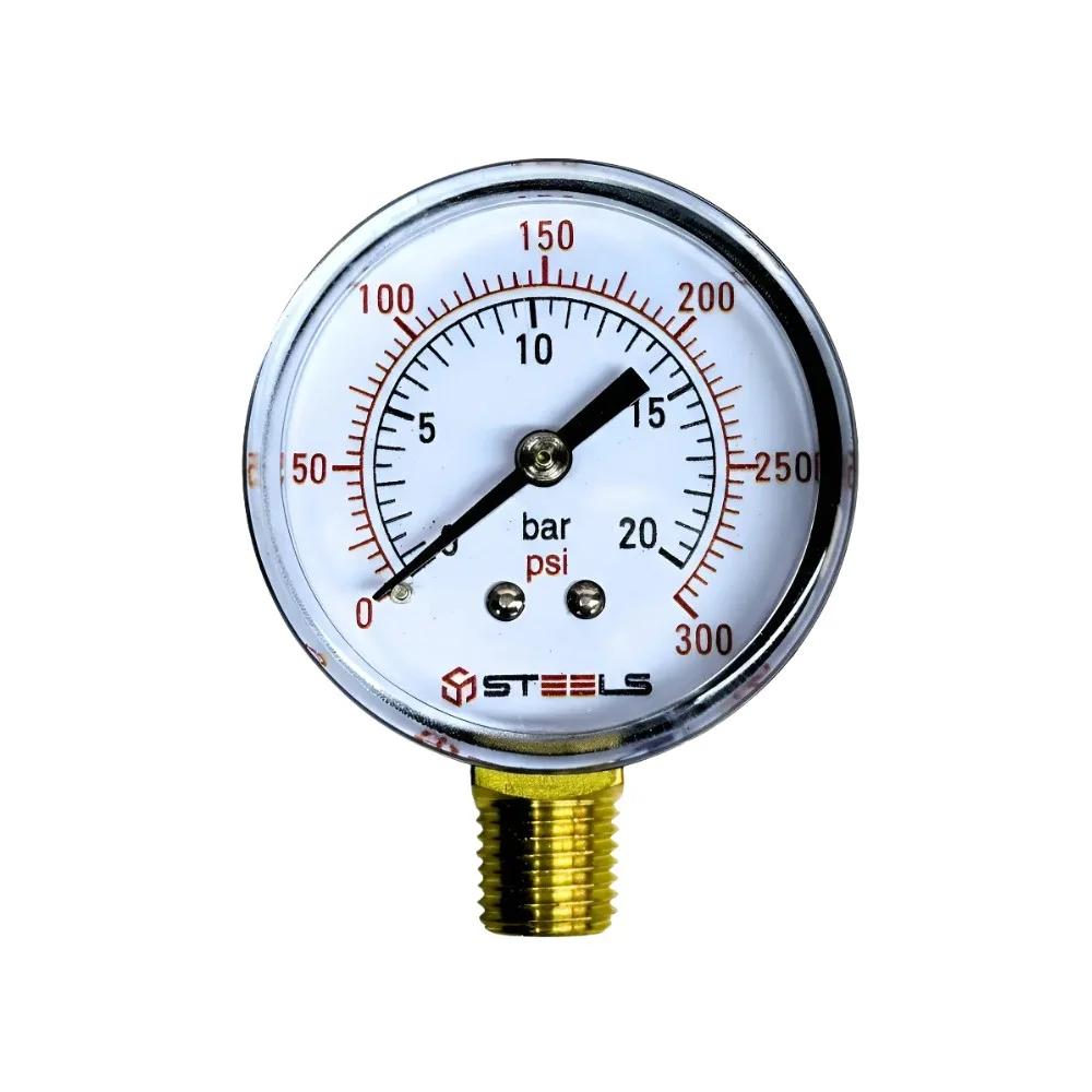 Manômetro com Glicerina Saída Vertical 63Mm 1/4" 300 Psi