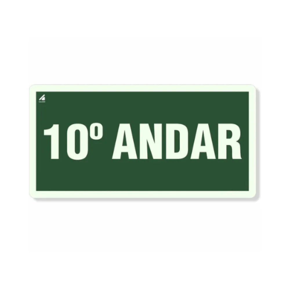 Placa 10° Andar Fotoluminescente Pvc 2Mm 10X20Cm