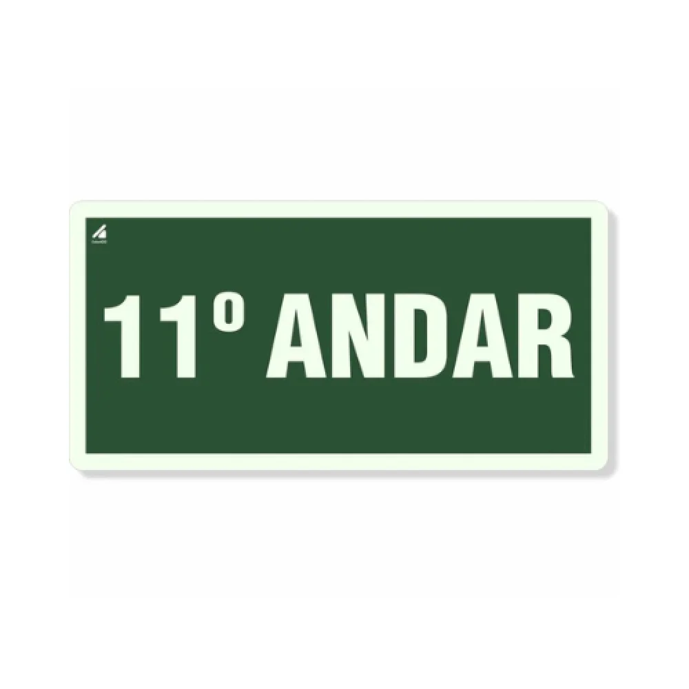 Placa 11° Andar Fotoluminescente Pvc 2Mm 10X20Cm