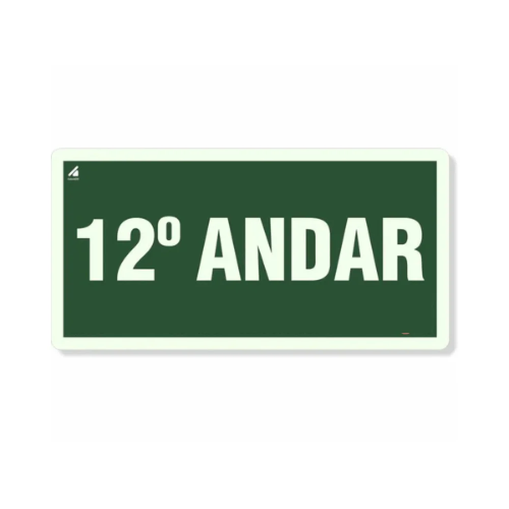 Placa 12° Andar Fotoluminescente Pvc 2Mm 10X20Cm