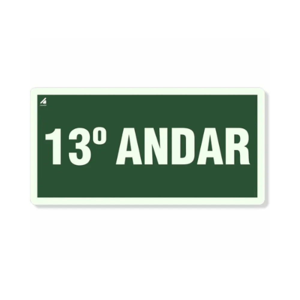 Placa 13° Andar Fotoluminescente Pvc 2Mm 10X20Cm