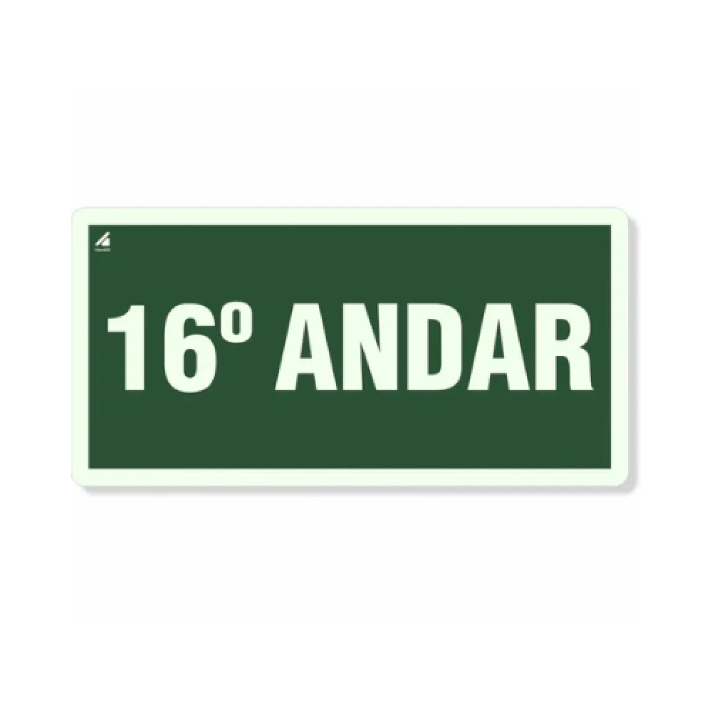 Placa 16° Andar Fotoluminescente Pvc 2Mm 10X20Cm
