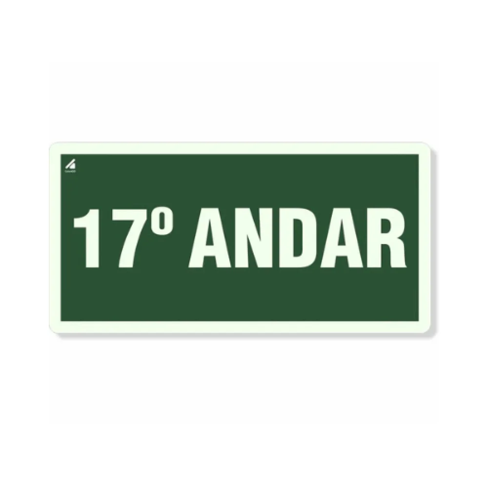 Placa 17° Andar Fotoluminescente Pvc 2Mm 10X20Cm