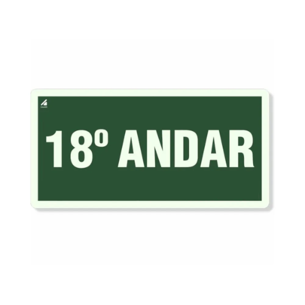 Placa 18° Andar Fotoluminescente Pvc 2Mm 10X20Cm