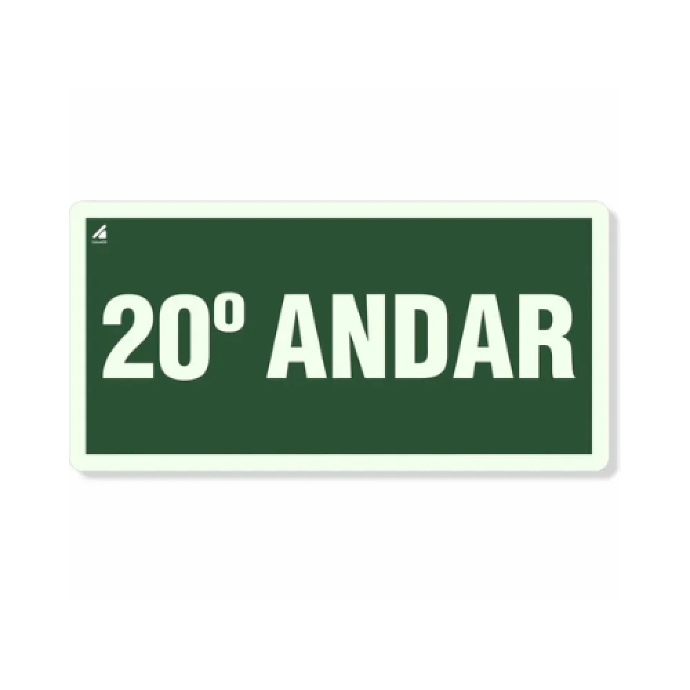 Placa 20° Andar Fotoluminescente Pvc 2Mm 10X20Cm