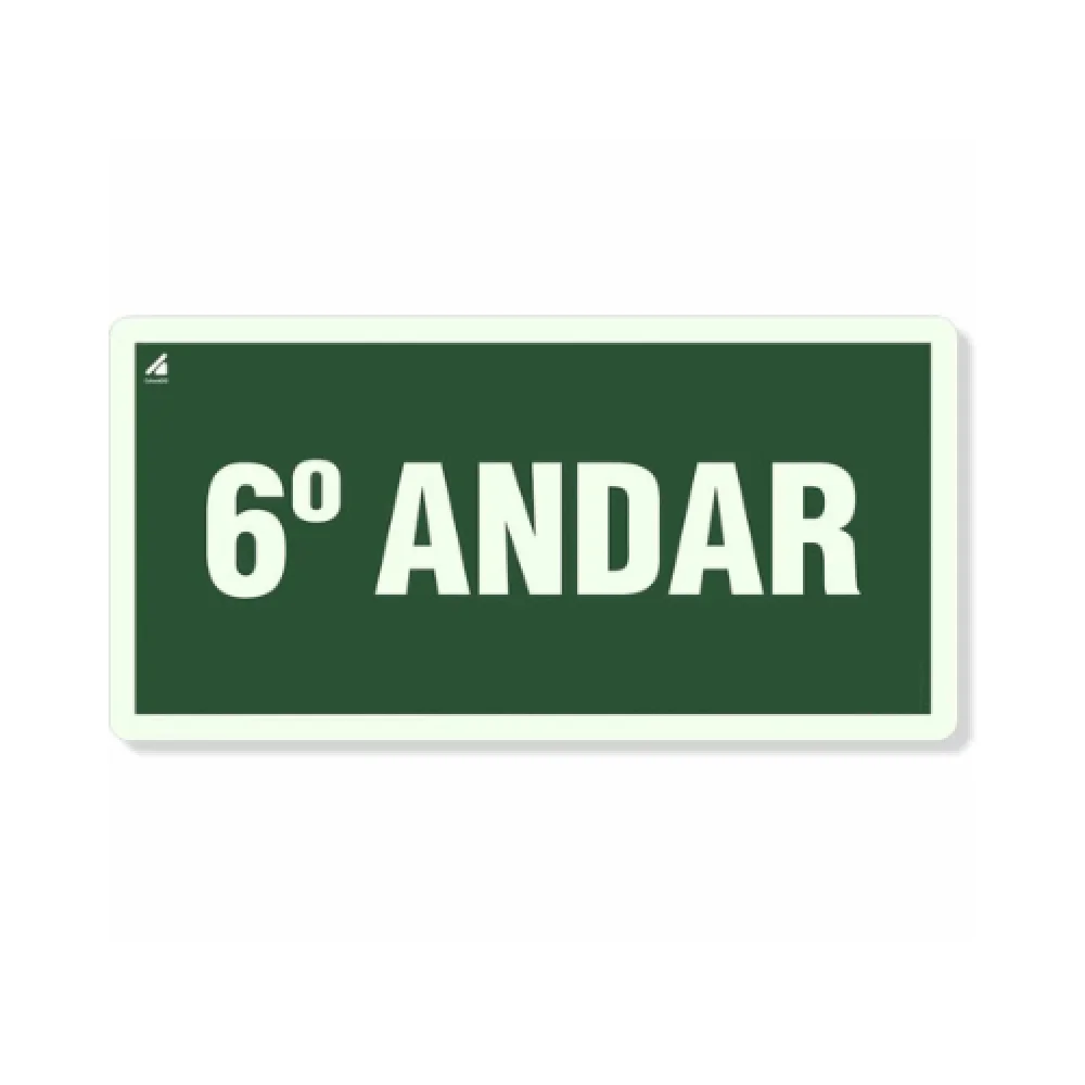 Placa 6° Andar Fotoluminescente Pvc 2Mm 10X20Cm