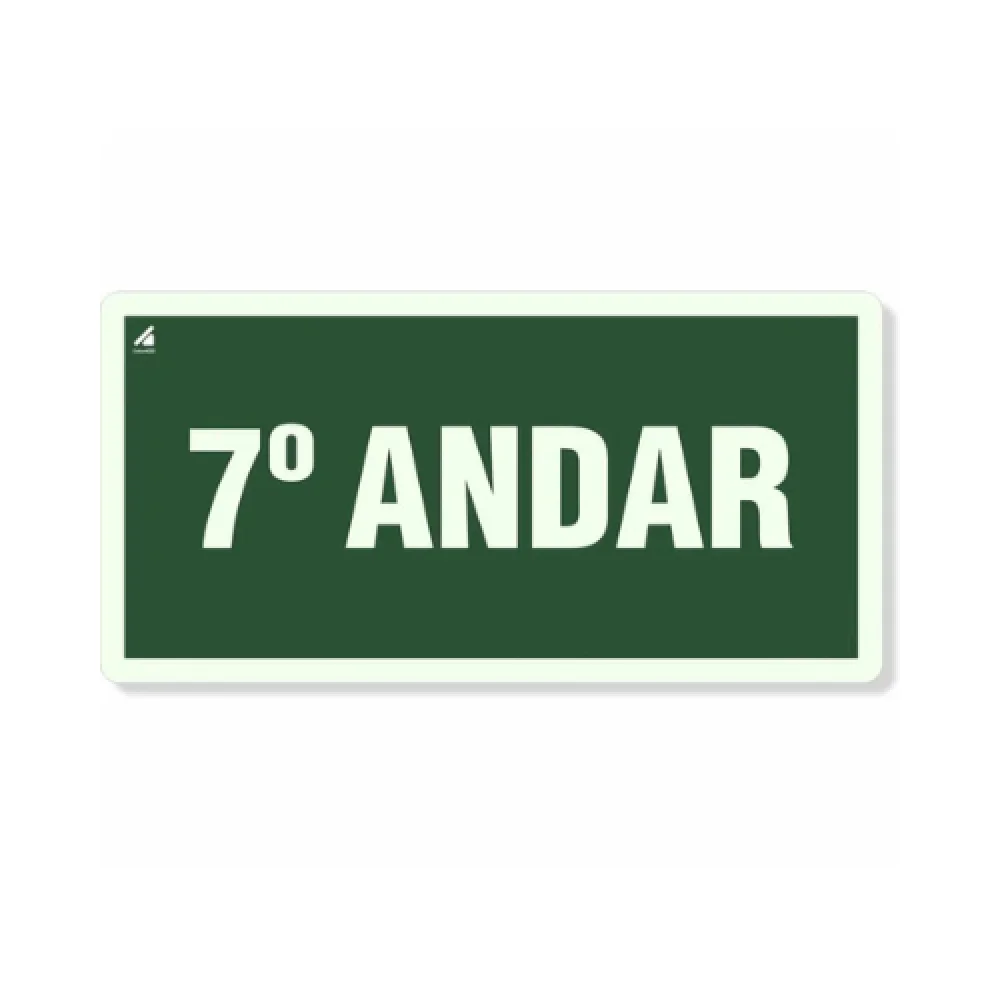 Placa 7° Andar Fotoluminescente Pvc 2Mm 10X20Cm