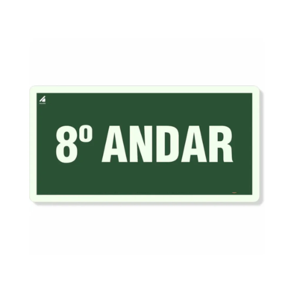 Placa 8° Andar Fotoluminescente Pvc 2Mm 10X20Cm