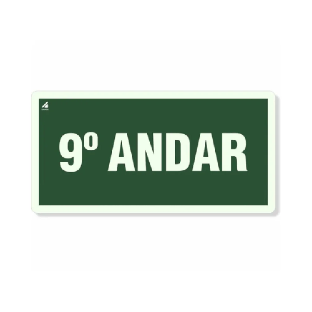Placa 9° Andar Fotoluminescente Pvc 2Mm 10X20Cm