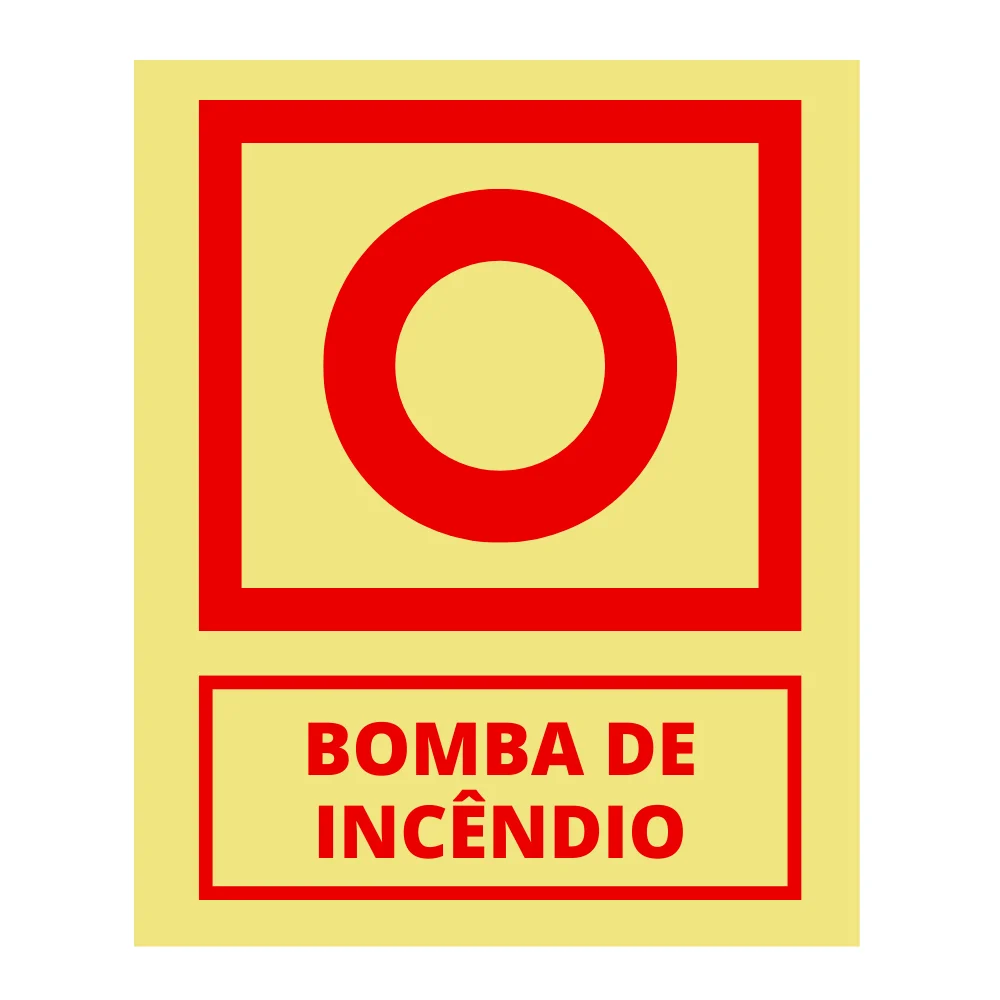 Placa Fotoluminescente Bomba de Incêndio Pvc 2Mm 10X15Cm