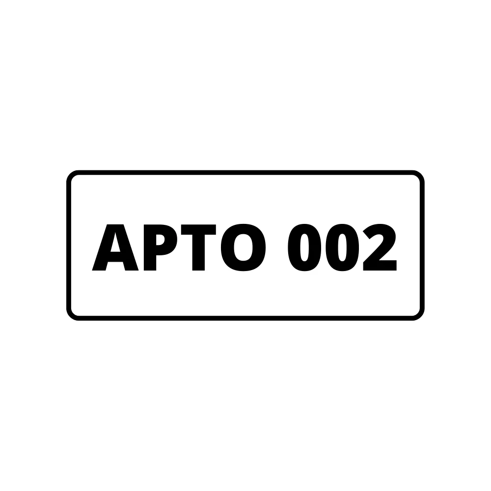Placa de Identificação de Apartamento - Apto 002 Pvc1Mm 10X5Cm